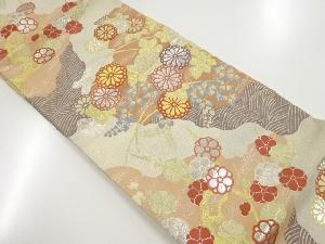 アンティーク　枝梅に菊・萩模様織り出し袋帯（材料）